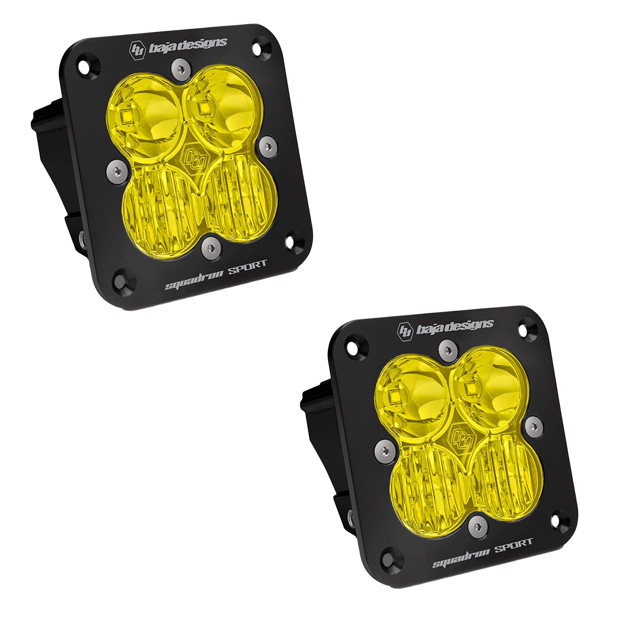 QTY 2 Squadron Sport Black Flush Mount LED Auxiliary Light Pod - Universal