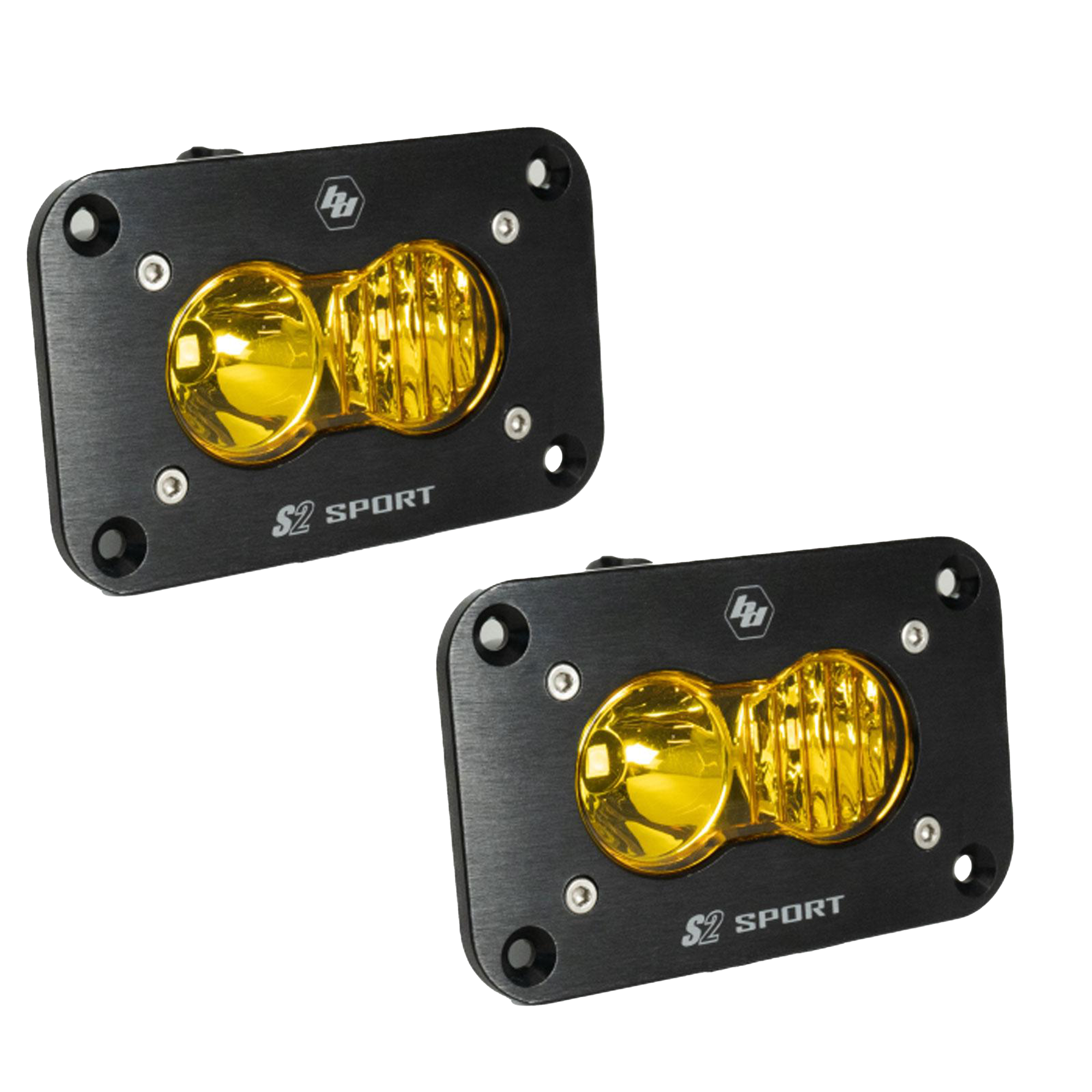 QTY 2 Pack - S2 Sport Black Flush Mount LED Auxiliary Light Pod - Universal