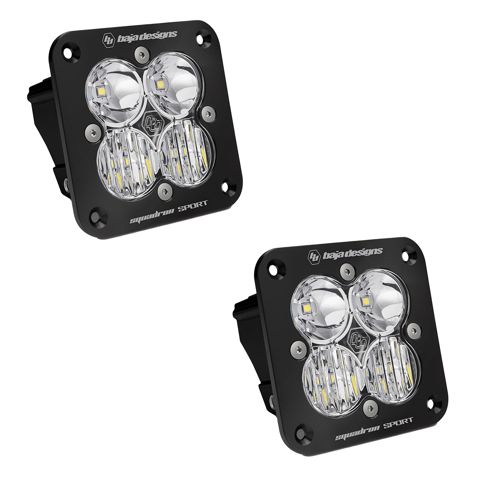 QTY 2 Squadron Sport Black Flush Mount LED Auxiliary Light Pod - Universal