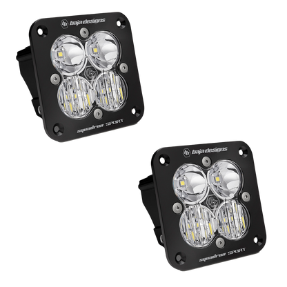 QTY 2 Squadron Sport Black Flush Mount LED Auxiliary Light Pod - Universal