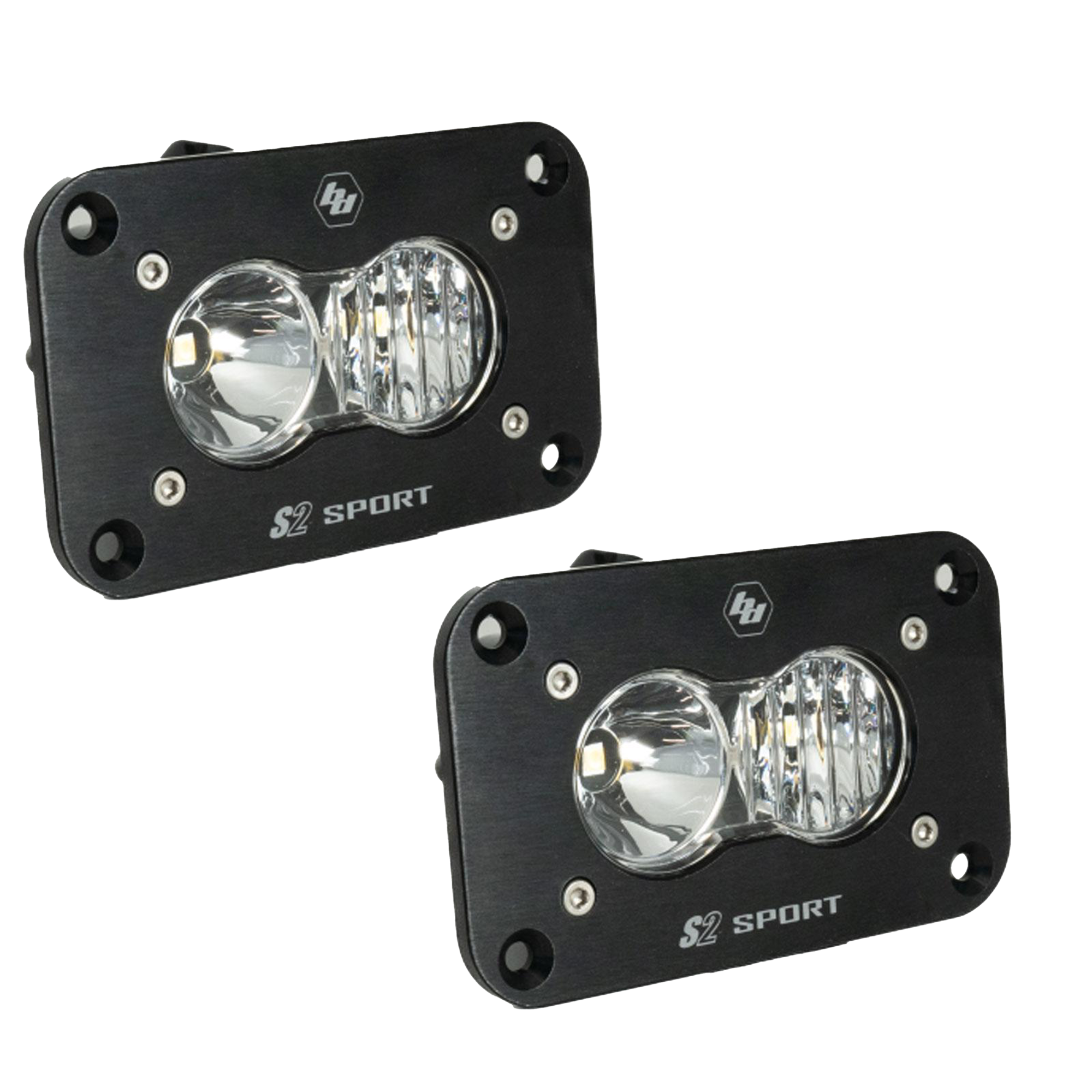 QTY 2 Pack - S2 Sport Black Flush Mount LED Auxiliary Light Pod - Universal