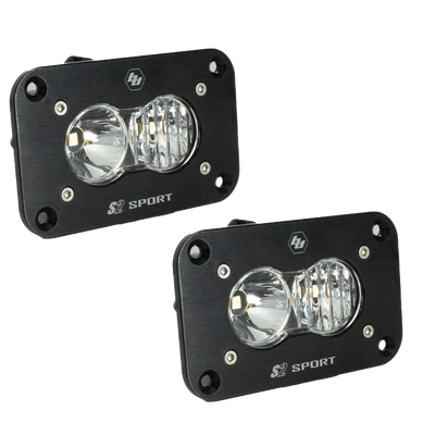 QTY 2 Pack - S2 Sport Black Flush Mount LED Auxiliary Light Pod - Universal