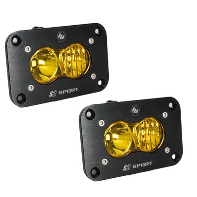 QTY 2 Pack - S2 Sport Black Flush Mount LED Auxiliary Light Pod - Universal
